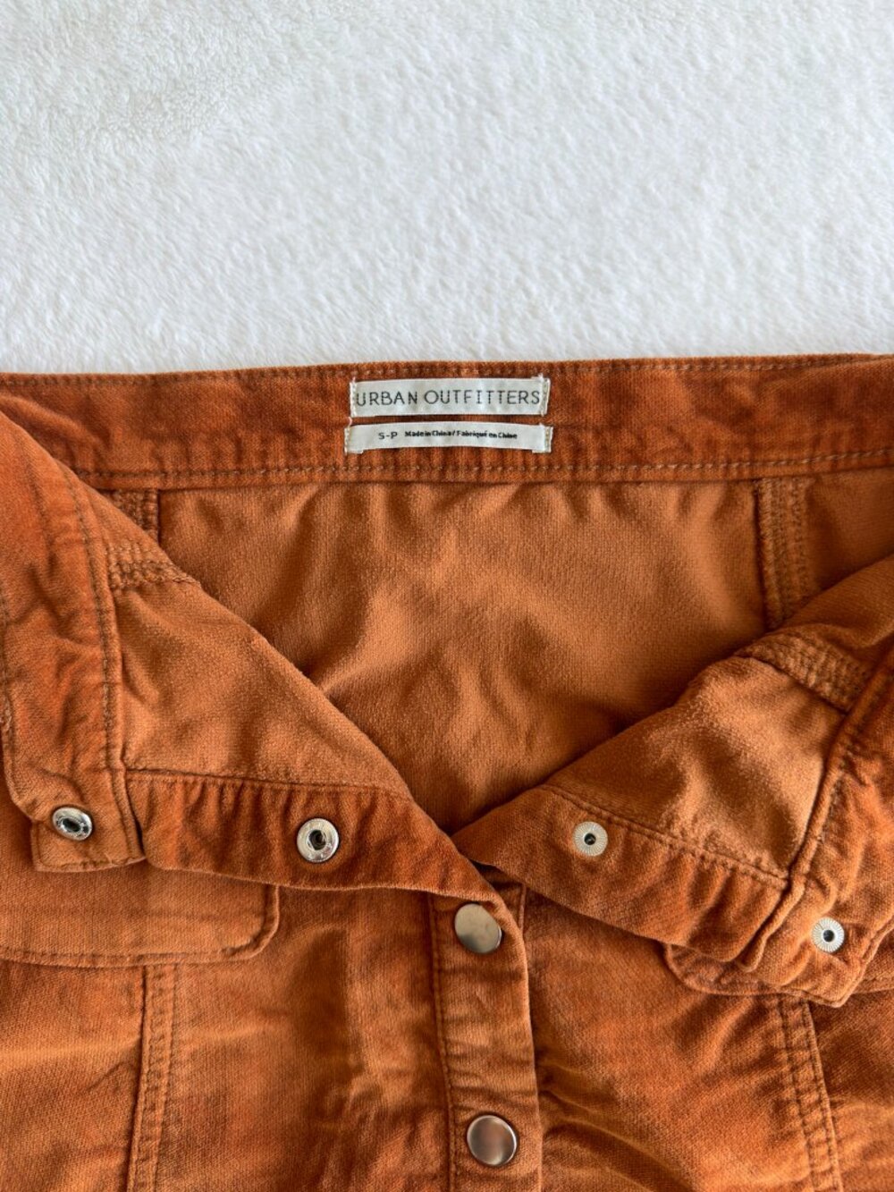 Urban Outfitters Corduroy Button Front Mini Skirt 70s Retro Rust Orange Womens S - Picture 3 of 3